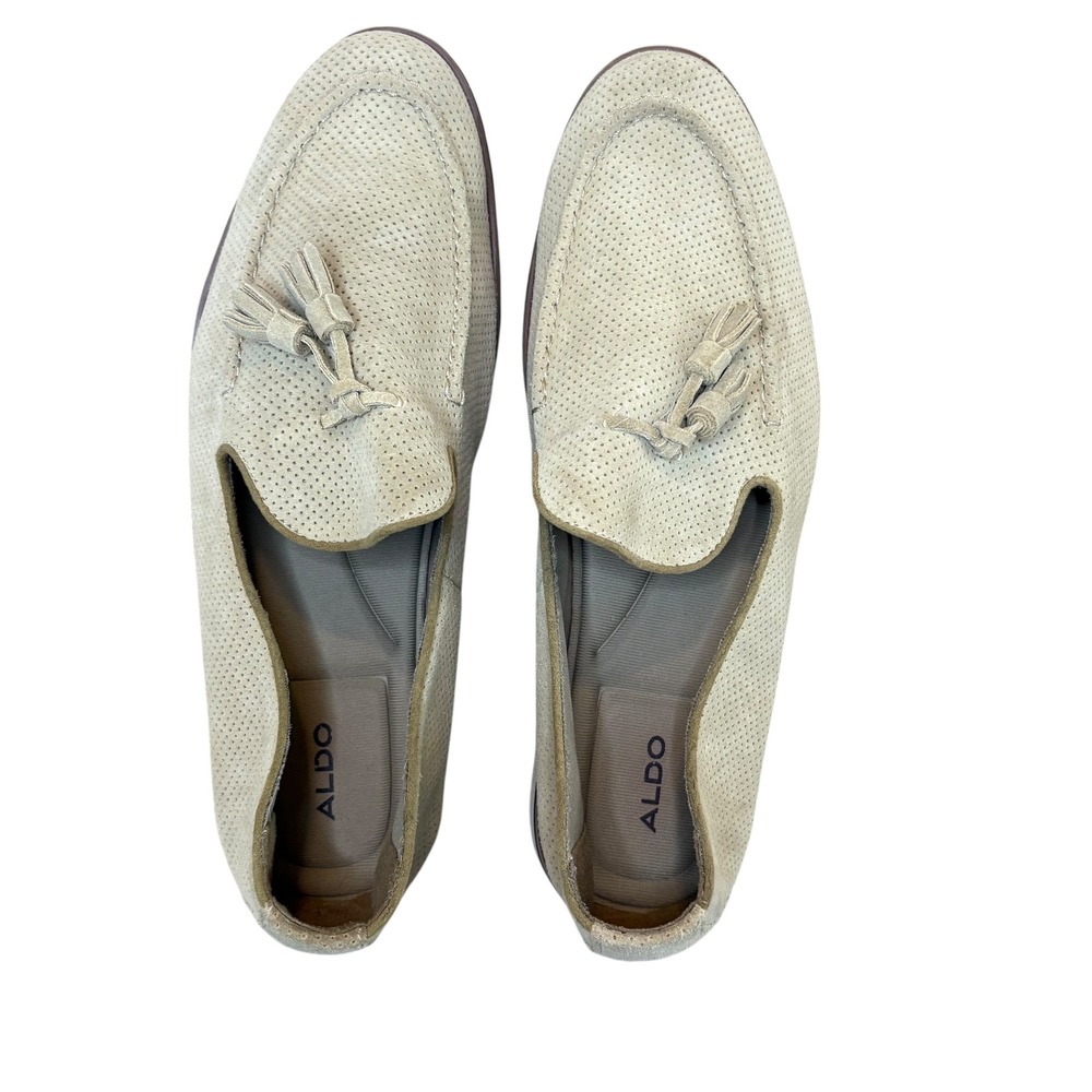 ALDO Mens Tassel Loafers Slip On Dress Shoes Casual Beige Perforated Size 12